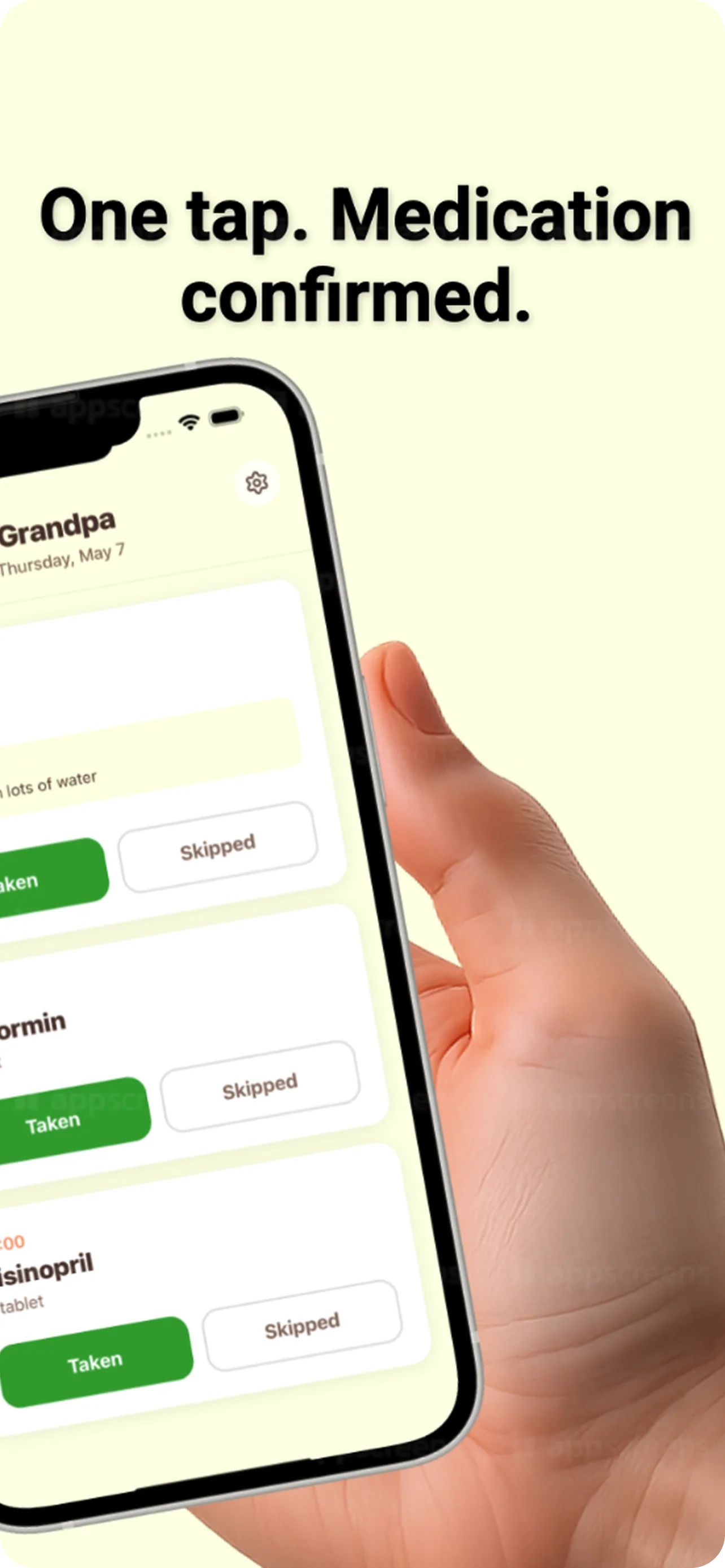 Caregiver view in Yutu showing full family medication dashboard